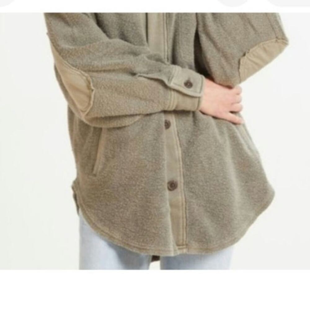 Free People Ruby Shirt Shacket‎ Oversized Button Front Dirty Olive Green Size S